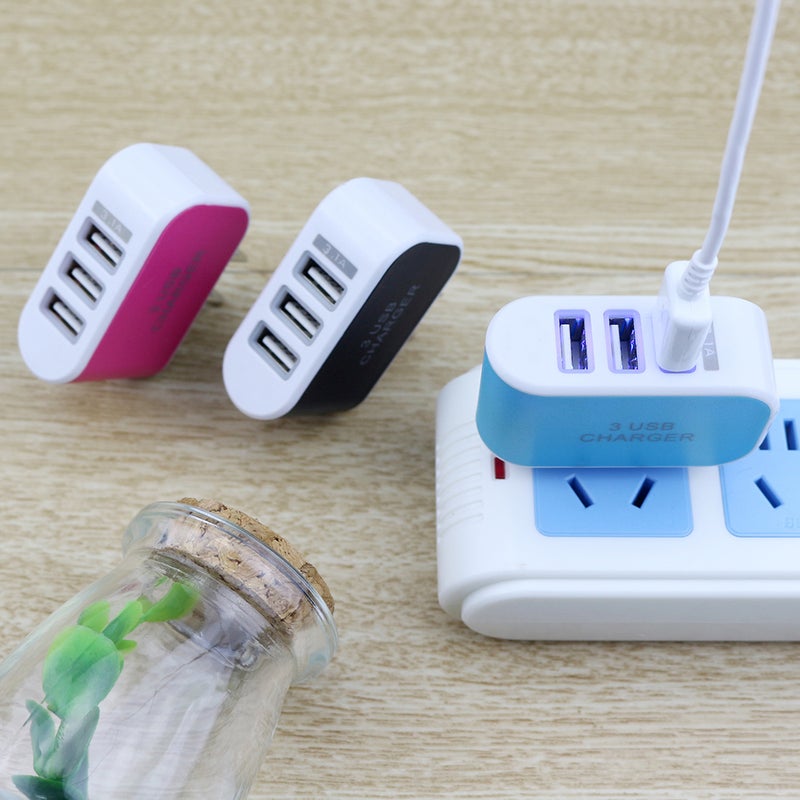 ماركة غير محددة محول تيار متردد وشاحن جداري بقابس أوروبي و3 منافذ USB أخضر/أبيض  - Image 2
