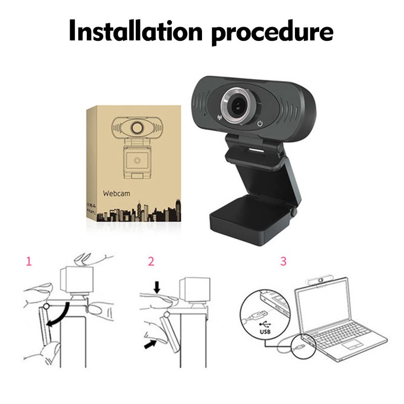 كاميرا ويب عالية الدقة 1080 بكسل مع ميكروفون لأجهزة الكمبيوتر المحمولة وسطح المكتب - Image 3