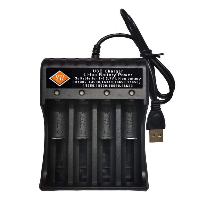 4-Slots USB Battery Charger Black - Image 1