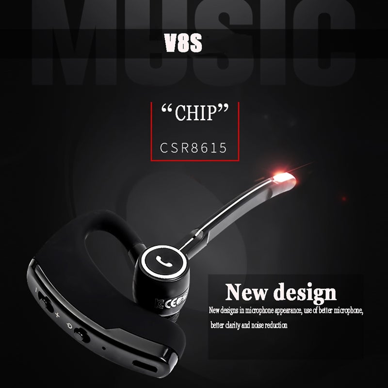 V8S Bluetooth In-Ear Wireless Driving Sports Earphone Black
