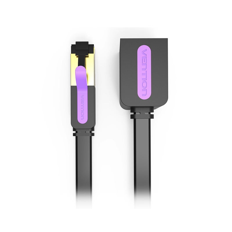 فينشن كابل تمديد شبكات مسطح CAT 7 بسرعة 10 جيجابت أسود/ذهبي - Image 1