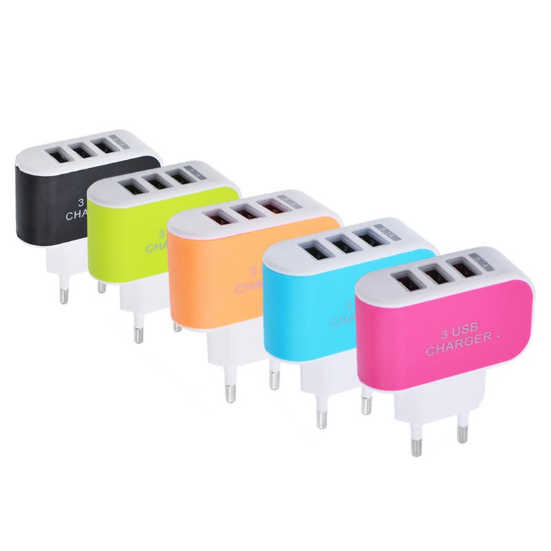 ماركة غير محددة محول تيار متردد وشاحن جداري بقابس أوروبي و3 منافذ USB أخضر/أبيض  - Image 5