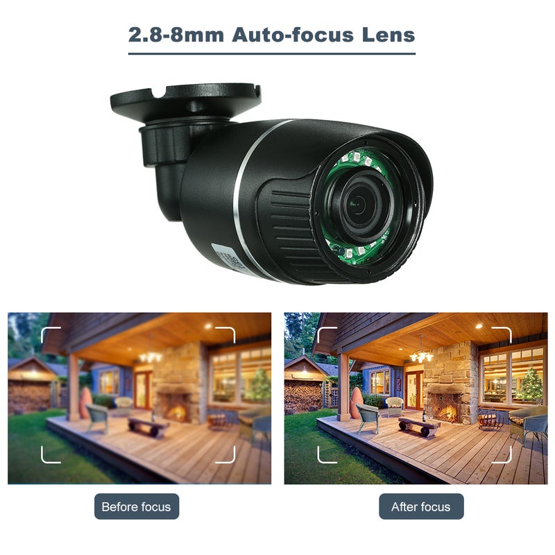 Generic - 3 Pieces AHD Waterproof Bullet CCTV Camera and 1 Piece Auto-focus AHD Waterproof Bullet CCTV Camera for Home Security with Pal System - Image 1