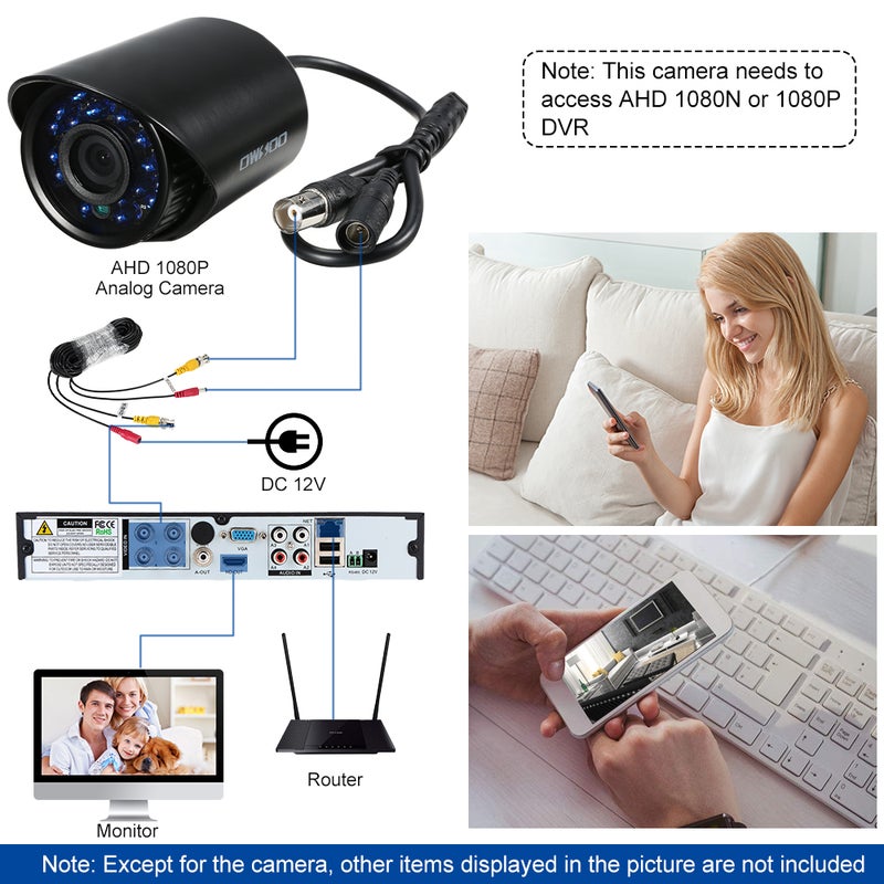 OWSOO - 1080P HD AHD Bullet 2.0 MP 3.6mm 24 Array IR LED Night Vision NTSC System Analog CCTV Camera - Image 1