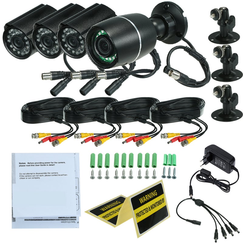 Generic - 3 Pieces AHD Waterproof Bullet CCTV Camera and 1 Piece Auto-focus AHD Waterproof Bullet CCTV Camera for Home Security with Pal System - Image 1