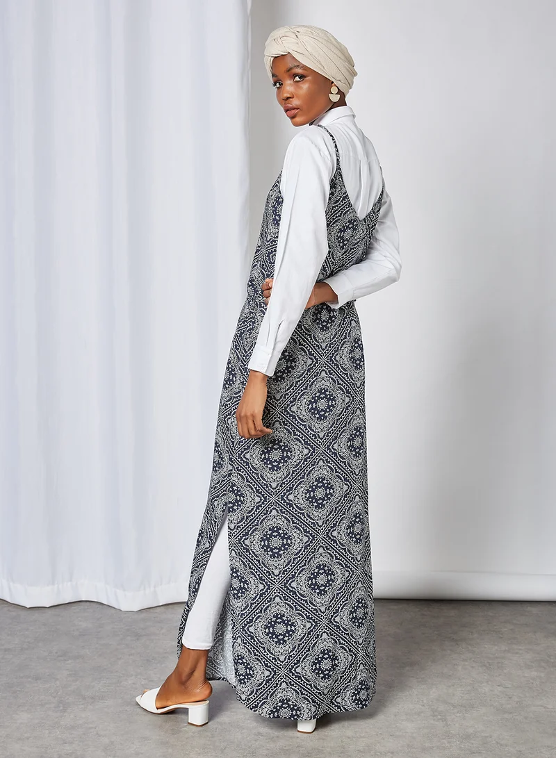 Jacqueline de Yong Doily Print Cami Maxi Dress Sky Captain