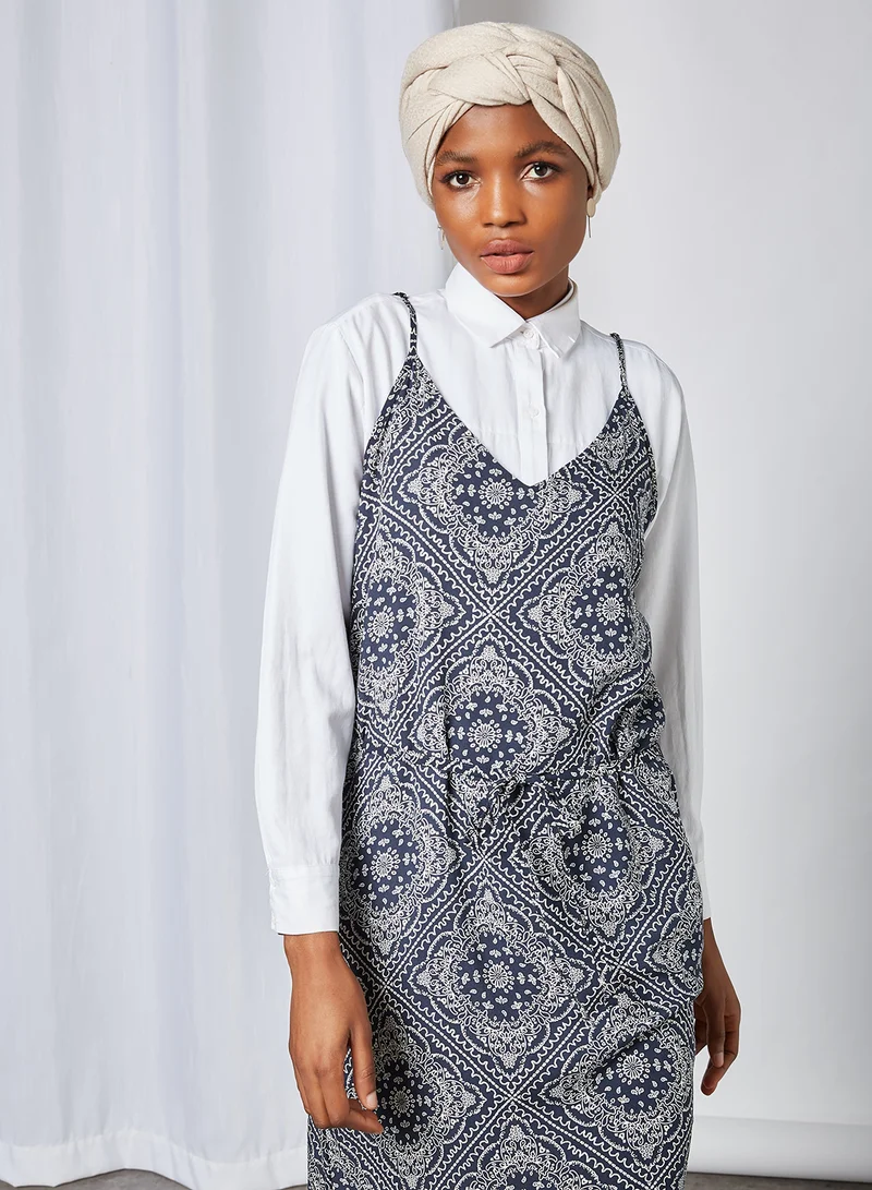 Jacqueline de Yong Doily Print Cami Maxi Dress Sky Captain