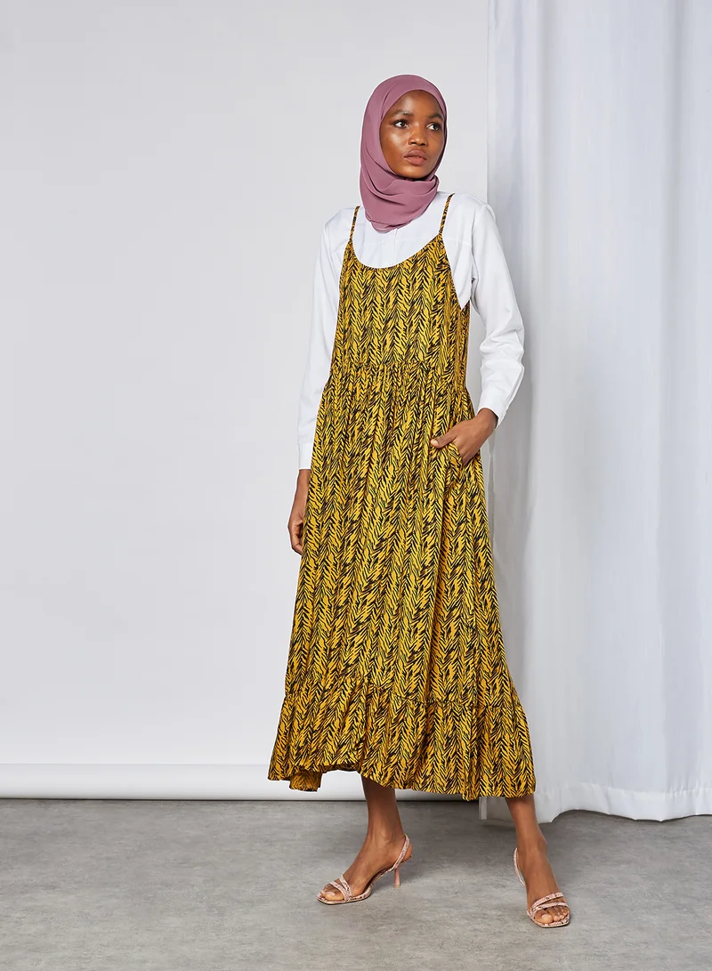NOISY MAY Printed Dress Inca Gold