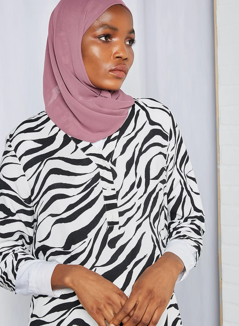 VERO MODA Zebra Stripe Tunic Black Zanzana