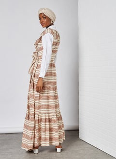 Y.A.S Evalina Striped Maxi Dress Sandshell  - Image 3