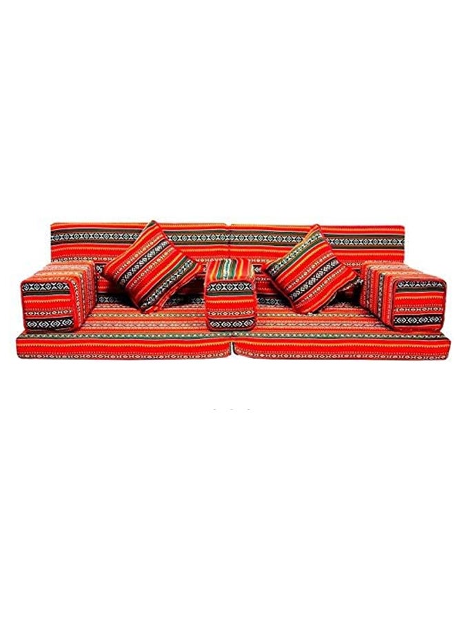 FINE LINEN - 7-Piece Foldable Arabic Majlis Floor Sofa Set Multicolour - Image 1