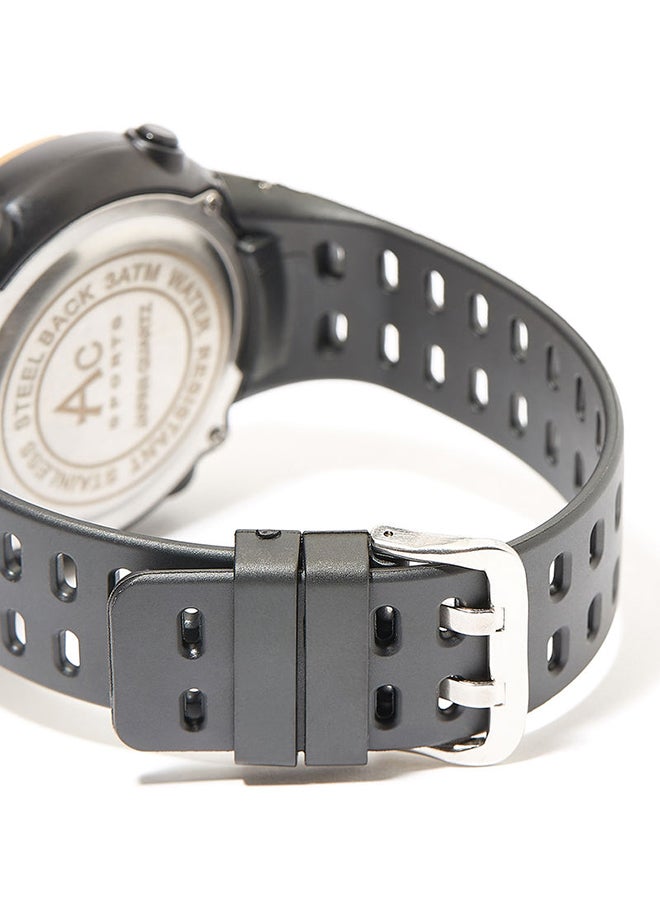 AC SPORTS Round Resin Digital Wrist Watch - 40 mm - Black  - Image 3