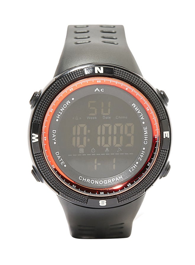 AC SPORTS Round Resin Digital Wrist Watch - 40 mm - Black  - Image 1