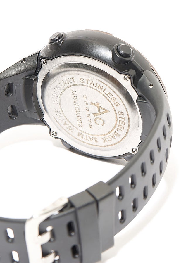 AC SPORTS Round Resin Digital Wrist Watch - 40 mm - Black  - Image 2