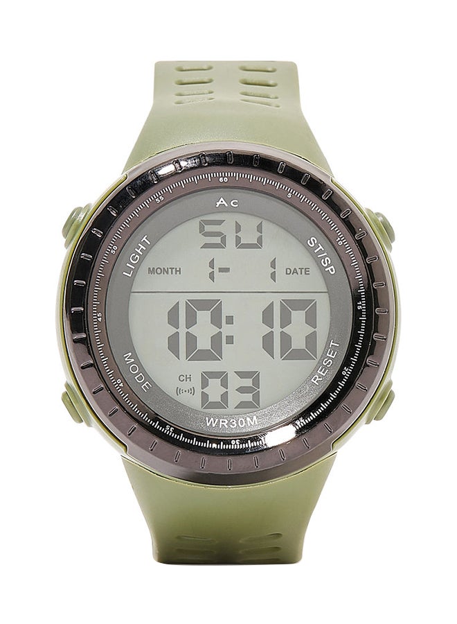 AC SPORTS Round Resin Digital Wrist Watch - 40 mm - Green  - Image 1