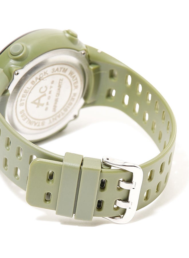 AC SPORTS Round Resin Digital Wrist Watch - 40 mm - Green  - Image 4