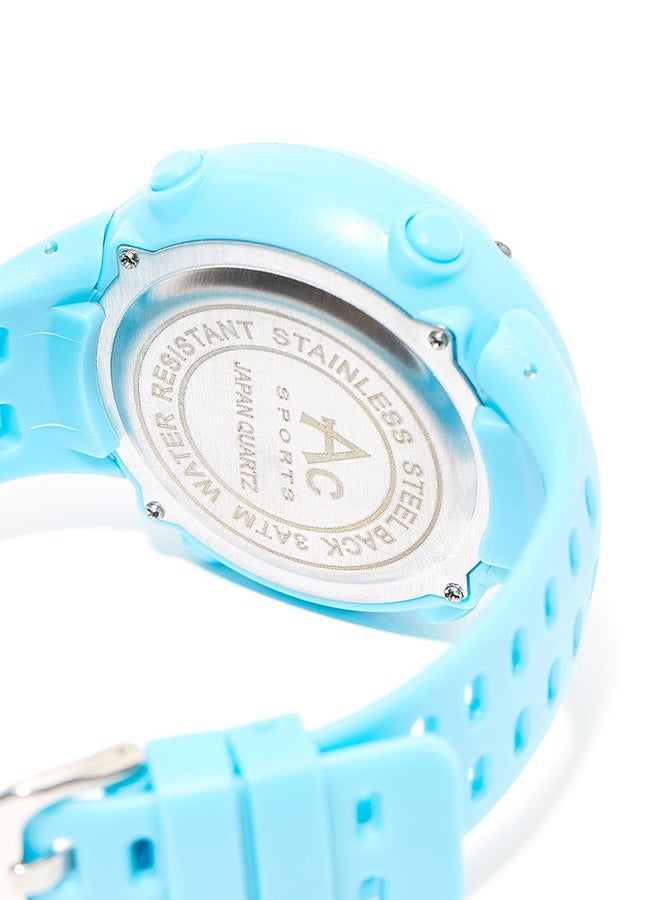 AC SPORTS Round Resin Digital Wrist Watch - 40 mm - Sky Blue  - Image 3