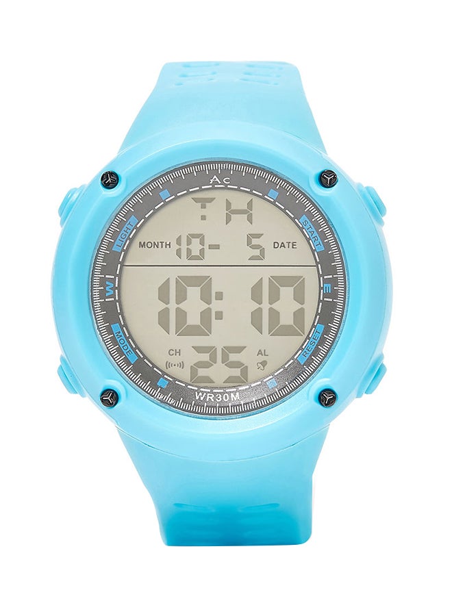 AC SPORTS Round Resin Digital Wrist Watch - 40 mm - Sky Blue  - Image 1
