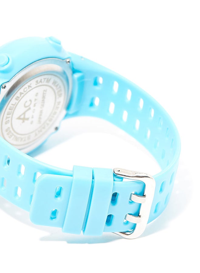 AC SPORTS Round Resin Digital Wrist Watch - 40 mm - Sky Blue  - Image 4