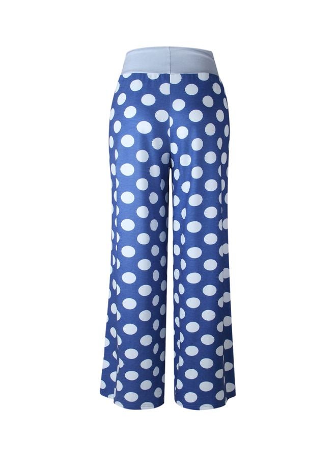 Polka Dot Printed Trousers Blue/White - Image 2