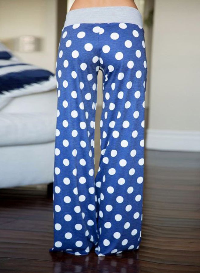 Polka Dot Printed Trousers Blue/White - Image 4