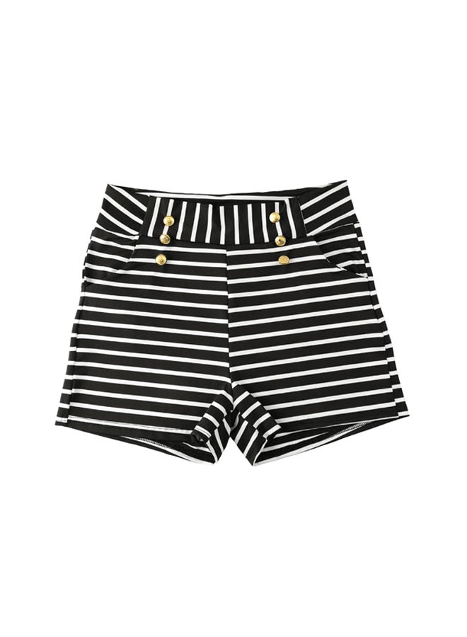 Striped Pattern Shorts Black/White - Image 1