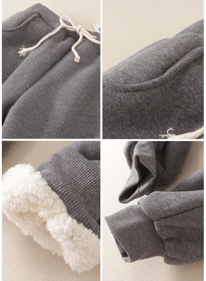 Generic Drawstring Mid Rise Joggers Grey  - Image 4