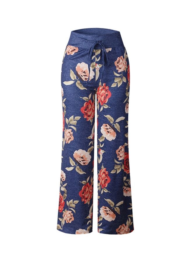Floral Printed Wide Leg Yoga Pants Blue/Red/Green  - Image 1