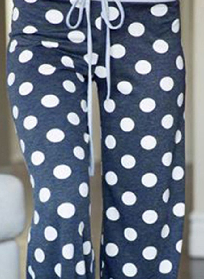 Polka Dot Printed Pants Blue/White - Image 3