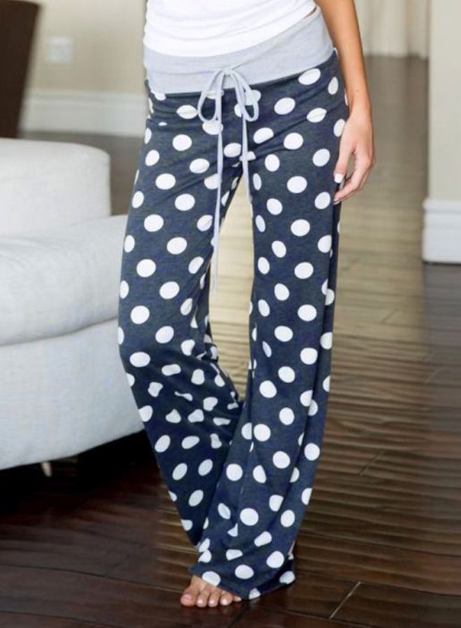 Polka Dot Printed Pants Blue/White - Image 4