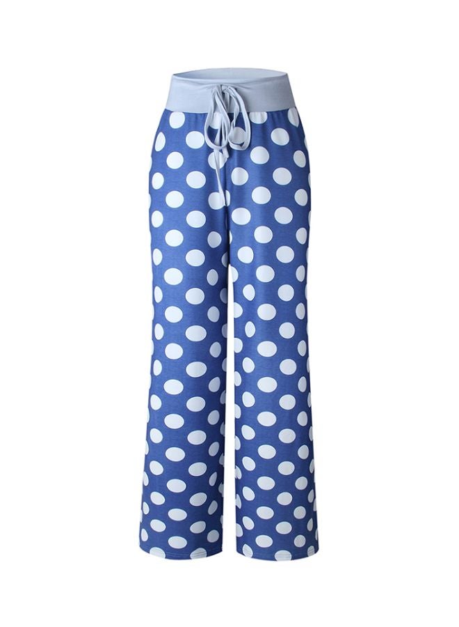 Polka Dot Printed Trousers Blue/White - Image 1