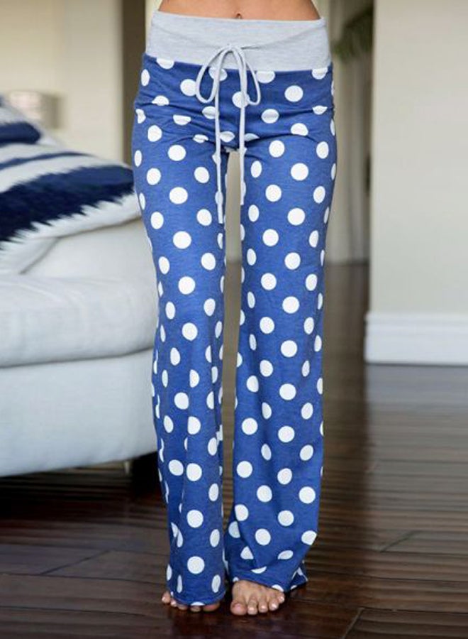 Polka Dot Printed Trousers Blue/White - Image 5