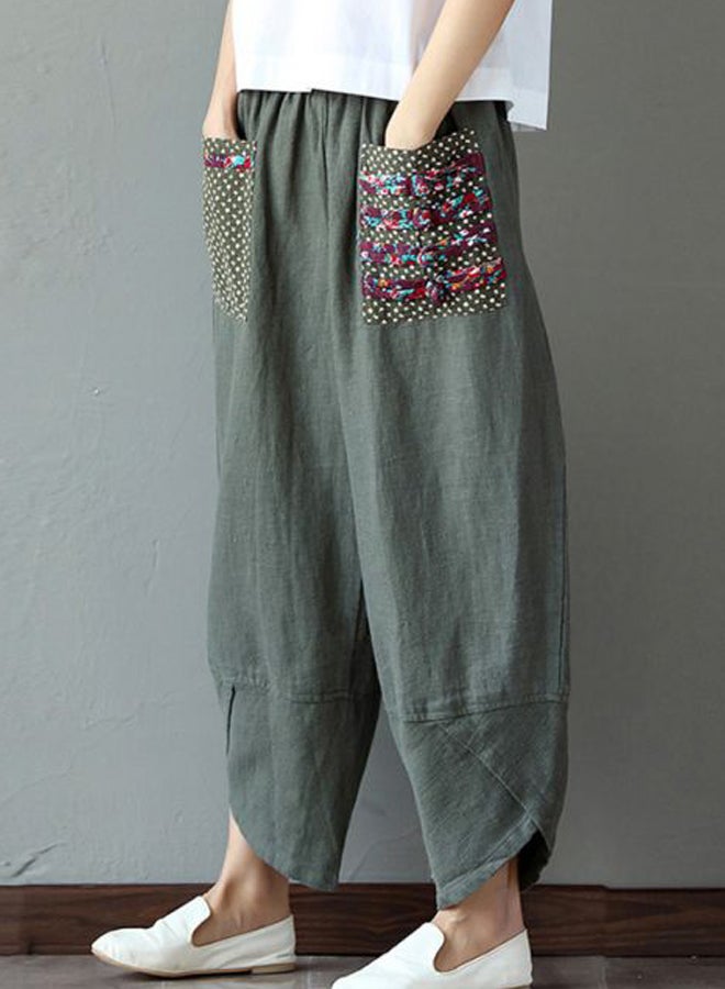 Pocket Detail Harem Pants Army Green/Red/Cyan  - Image 4