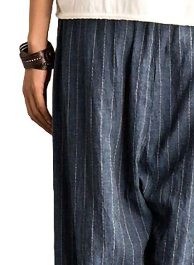 Stripes Ankle-Length Loose Pants Grey/White  - Image 3