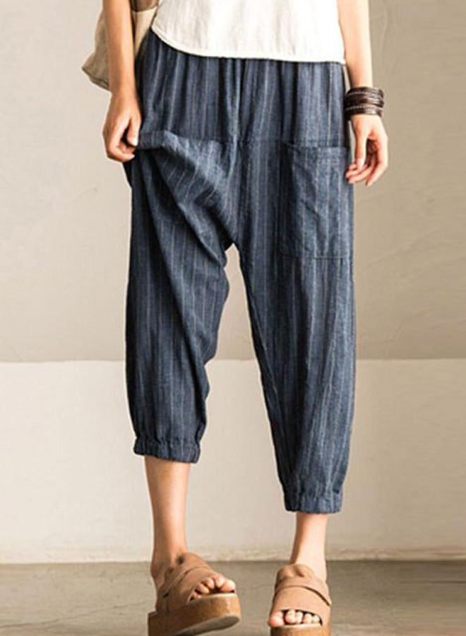 Stripes Ankle-Length Loose Pants Grey/White  - Image 4