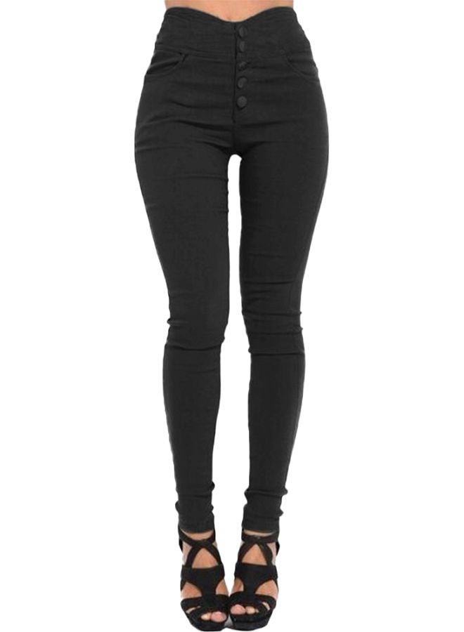 Five Button Detailed Skinny Pants Black  - Image 1