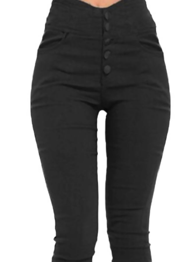 Five Button Detailed Skinny Pants Black  - Image 3