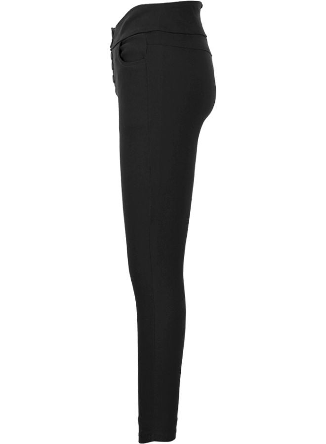 Five Button Detailed Skinny Pants Black  - Image 5