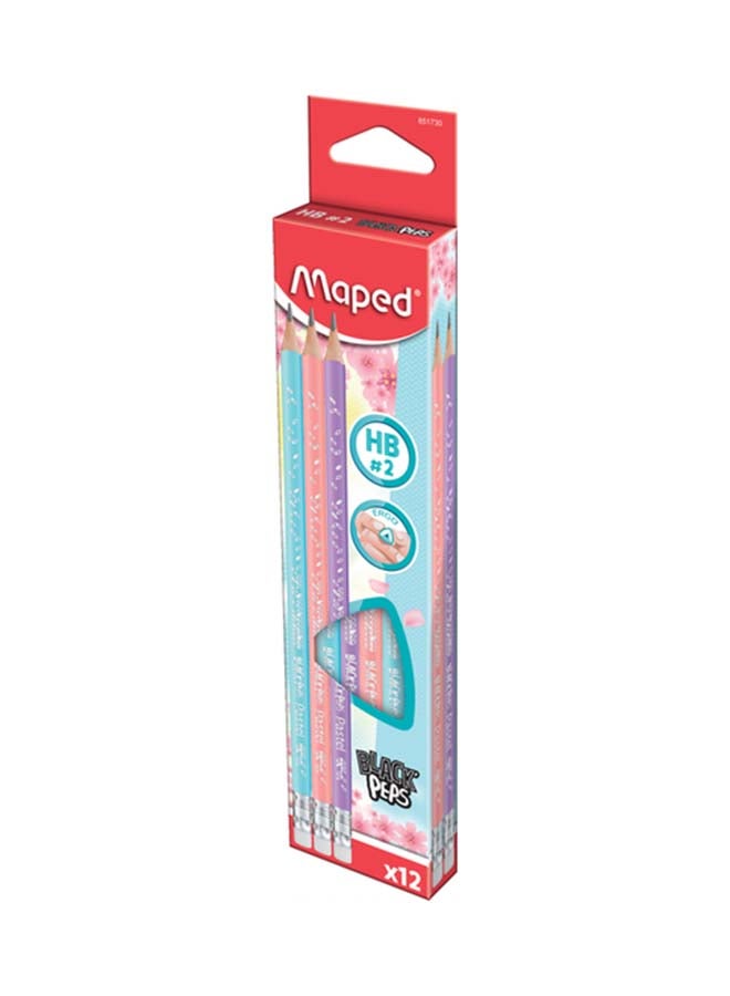 Maped 12-Piece Pastel Graphite Pencil With Eraser Blue/Coral/Purple - Image 2