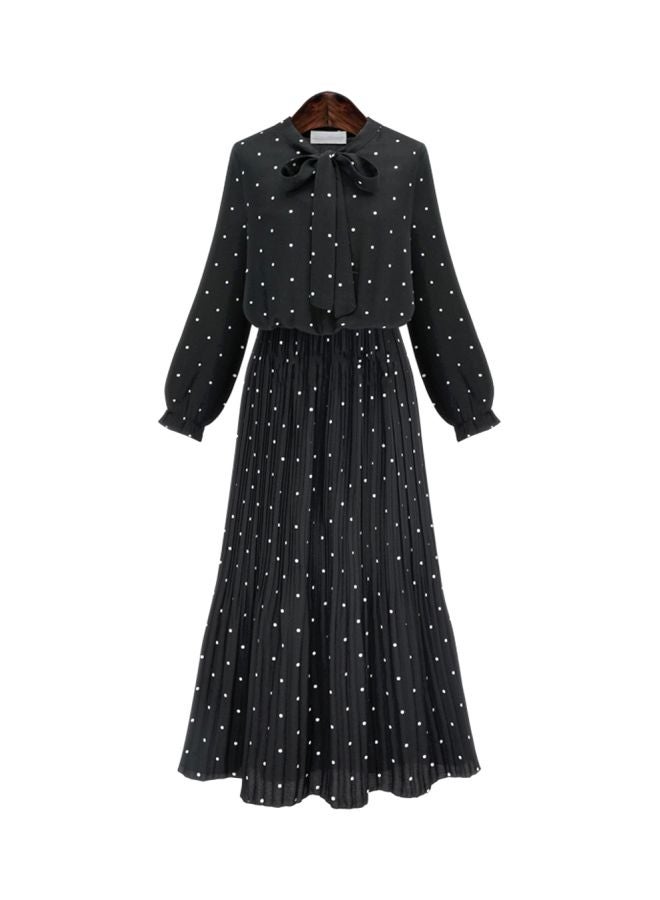 Polka Dot Printed Maxi Dress Black/White  - Image 1