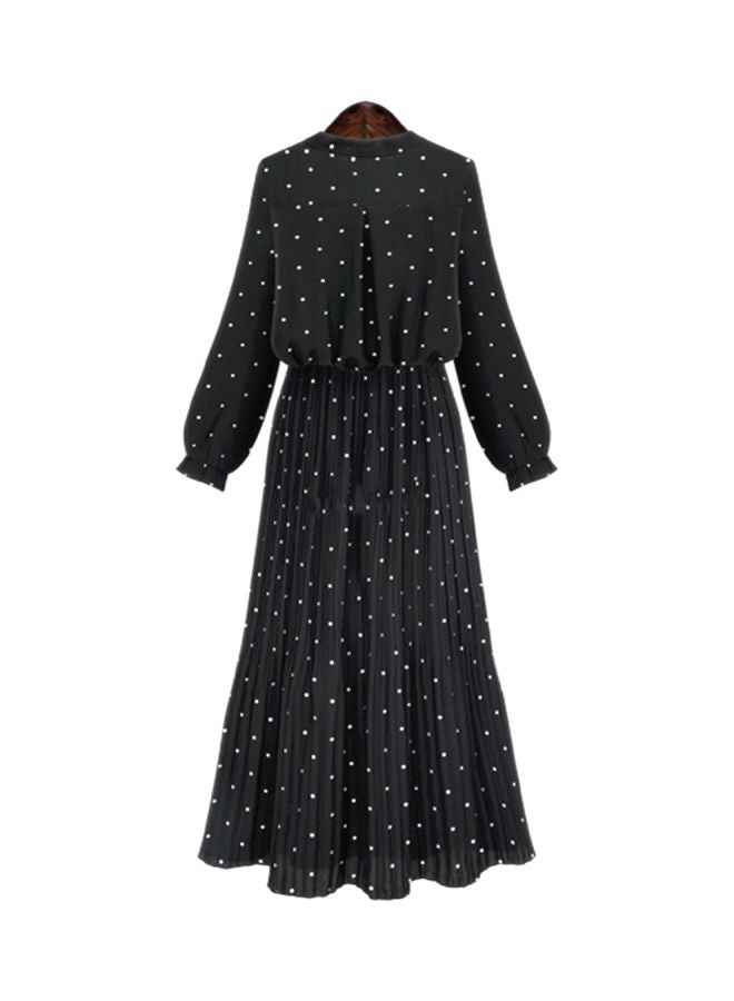 Polka Dot Printed Maxi Dress Black/White  - Image 2