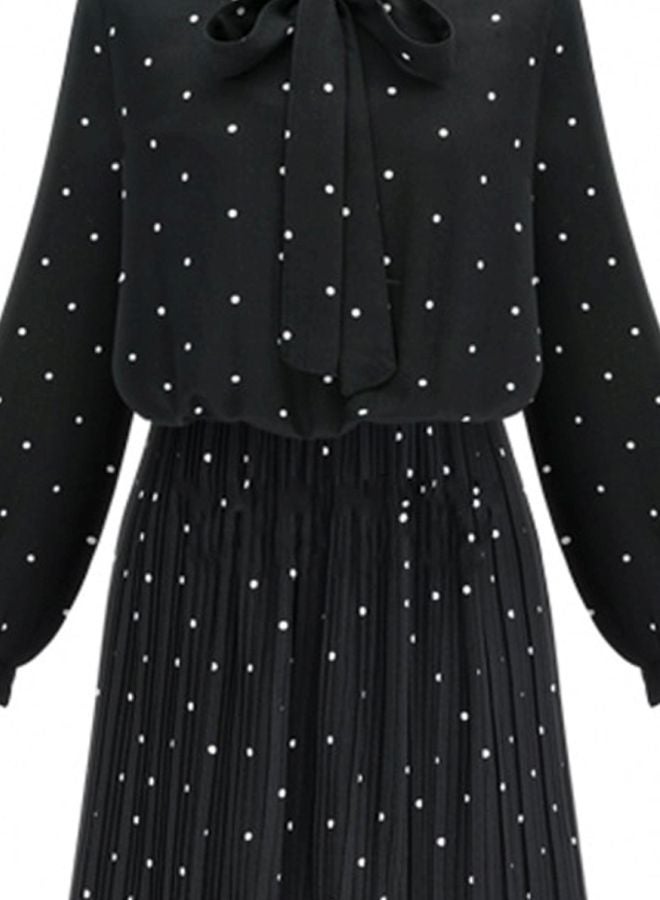 Polka Dot Printed Maxi Dress Black/White  - Image 3