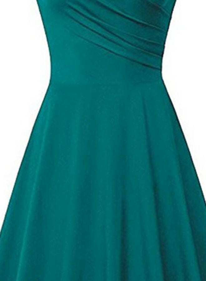 Solid A-Line Midi Dress Green - Image 3