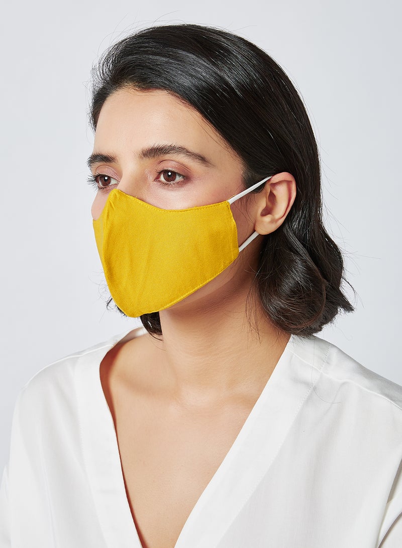 Niya - Solid color - 3PLY  Cone Shaped Mask for Kids  Non-medical  - Yellow - Image 1
