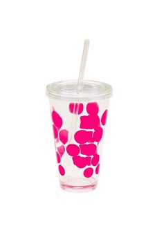 Zak Designs Dot Dot Tumbler With Straw White/Pink 