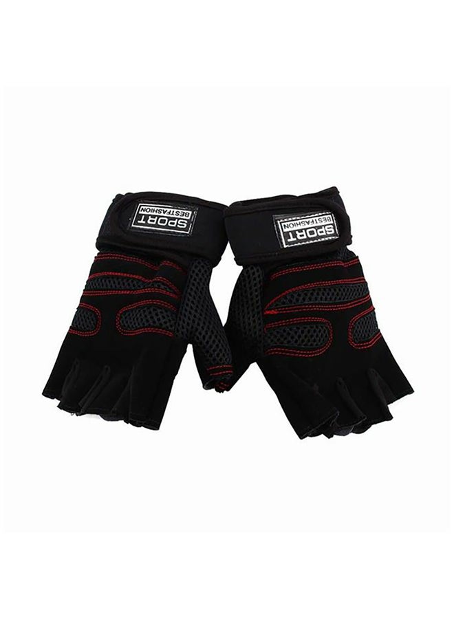 Generic Half Finger Sport Gloves Black Red One Size  - Image 1