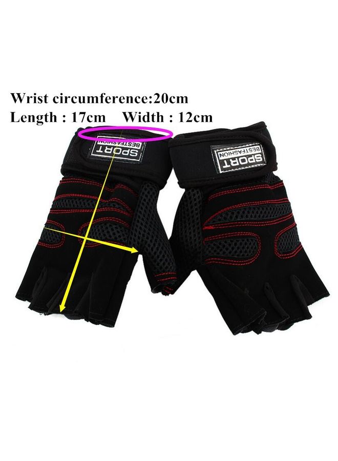 Generic Half Finger Sport Gloves Black Red One Size  - Image 3
