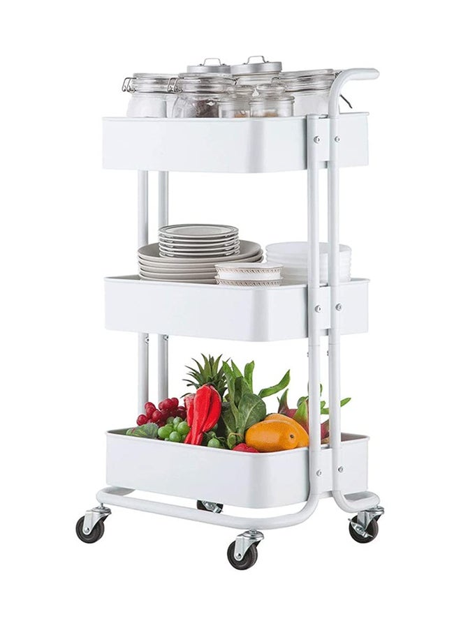 Roman Gifts 3 Tier Trolley Storage Cart  With Wheels Pearl White 43.5x33x87cm - Image 2