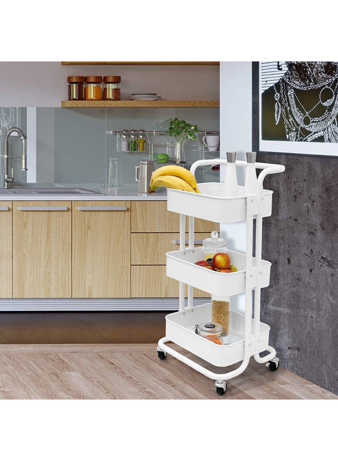 Roman Gifts 3 Tier Trolley Storage Cart  With Wheels Pearl White 43.5x33x87cm - Image 4