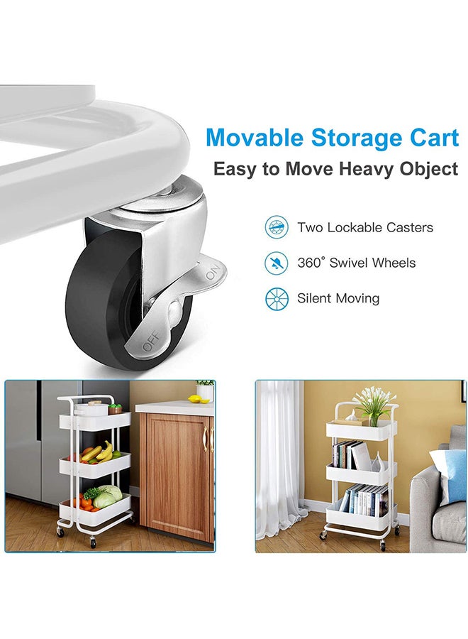 Roman Gifts 3 Tier Trolley Storage Cart  With Wheels Pearl White 43.5x33x87cm - Image 5